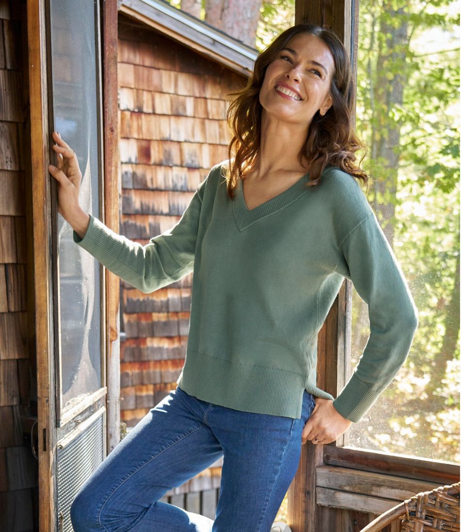 Women's Cotton/Cashmere Sweater, V-Neck | L.L.Bean on sale