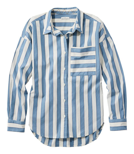 Women's Signature Premium Essential Poplin Shirt, Long-Sleeve Novelty Stripe | L.L.Bean online