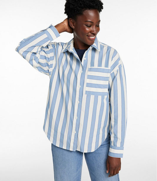 Women's Signature Premium Essential Poplin Shirt, Long-Sleeve Novelty Stripe | L.L.Bean online