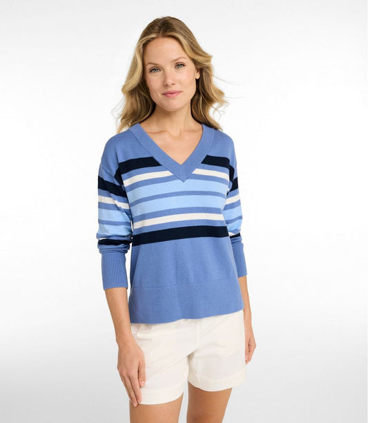 Women's Cotton/Cashmere Sweater, V-Neck Stripe | L.L.Bean discount