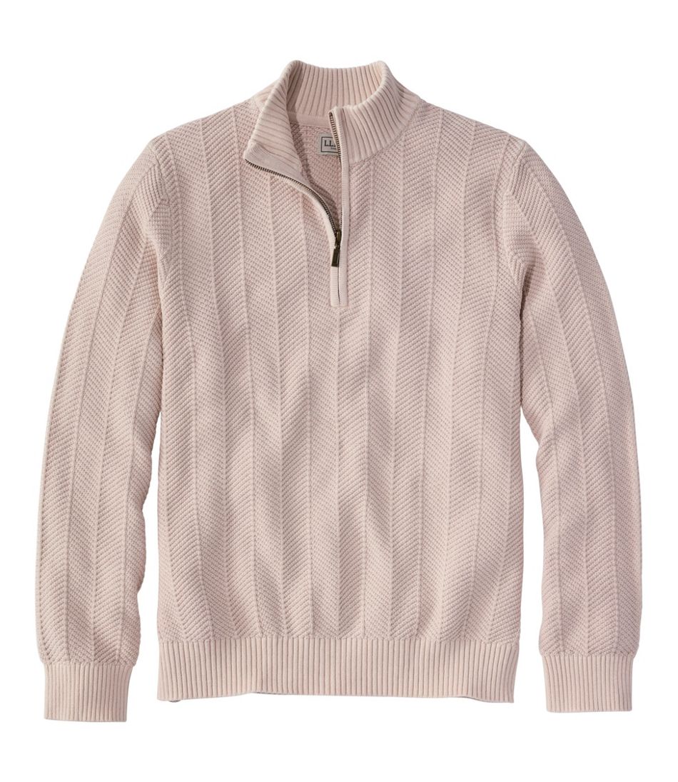Men's Sunwashed Textured Cotton Sweater, Herringbone 1/4 Zip | L.L.Bean near me