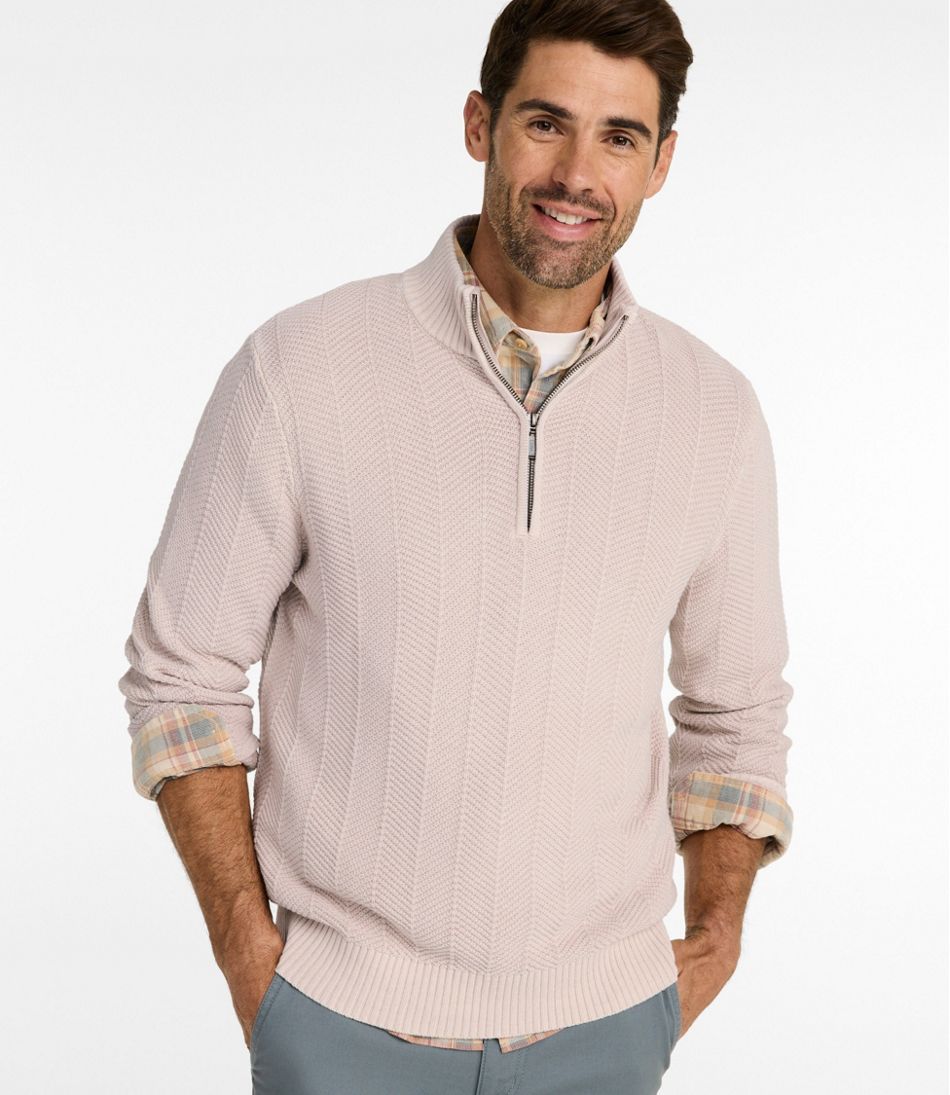 Men's Sunwashed Textured Cotton Sweater, Herringbone 1/4 Zip | L.L.Bean near me