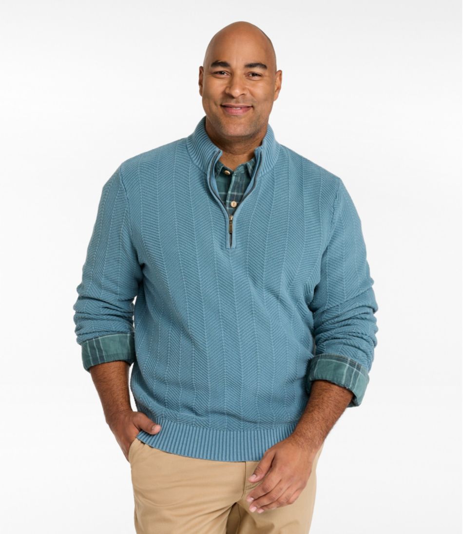 Men's Sunwashed Textured Cotton Sweater, Herringbone 1/4 Zip | L.L.Bean near me
