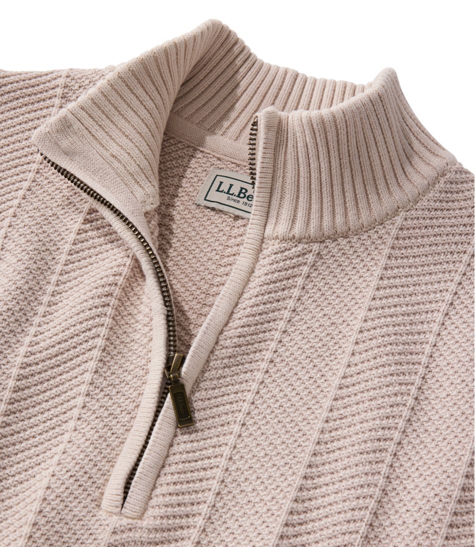 Men's Sunwashed Textured Cotton Sweater, Herringbone 1/4 Zip | L.L.Bean near me