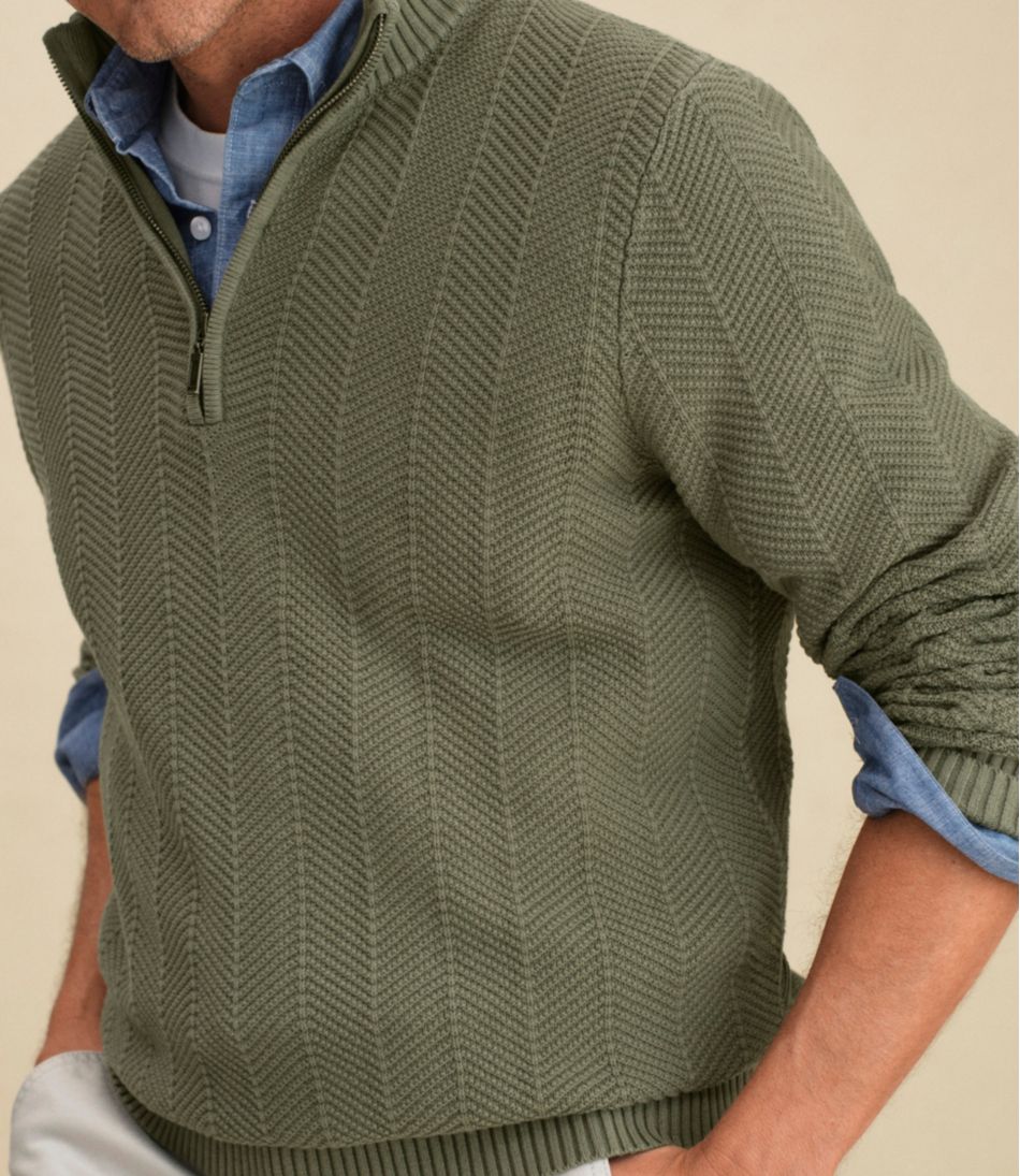 Men's Sunwashed Textured Cotton Sweater, Herringbone 1/4 Zip | L.L.Bean near me