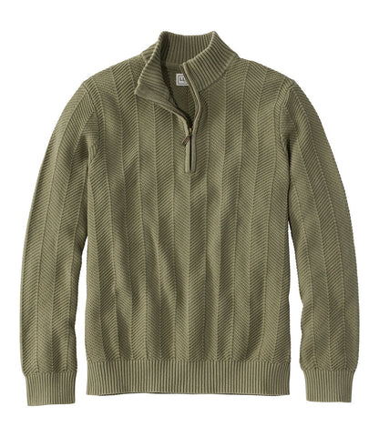 Men's Sunwashed Textured Cotton Sweater, Herringbone 1/4 Zip | L.L.Bean near me - US 5427