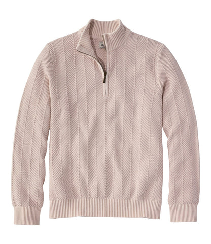 Men's Sunwashed Textured Cotton Sweater, Herringbone 1/4 Zip | L.L.Bean near me - US 5427