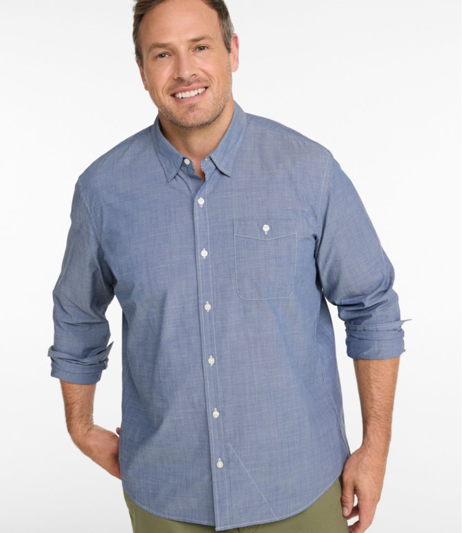 Men's Comfort Stretch Performance® Chambray Shirt, Long-Sleeve, Slightly Fitted Untucked Fit | L.L.Bean near me
