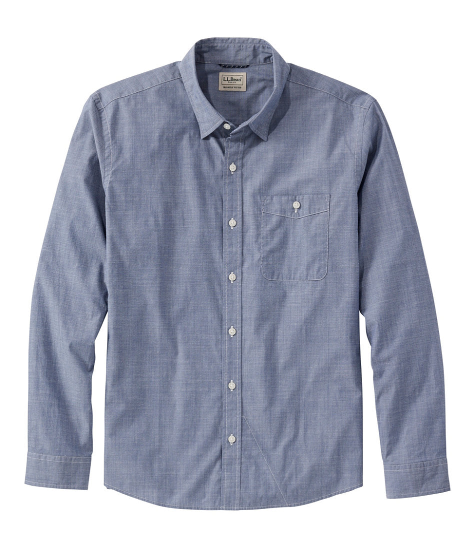 Men's Comfort Stretch Performance® Chambray Shirt, Long-Sleeve, Slightly Fitted Untucked Fit | L.L.Bean near me - US 4832