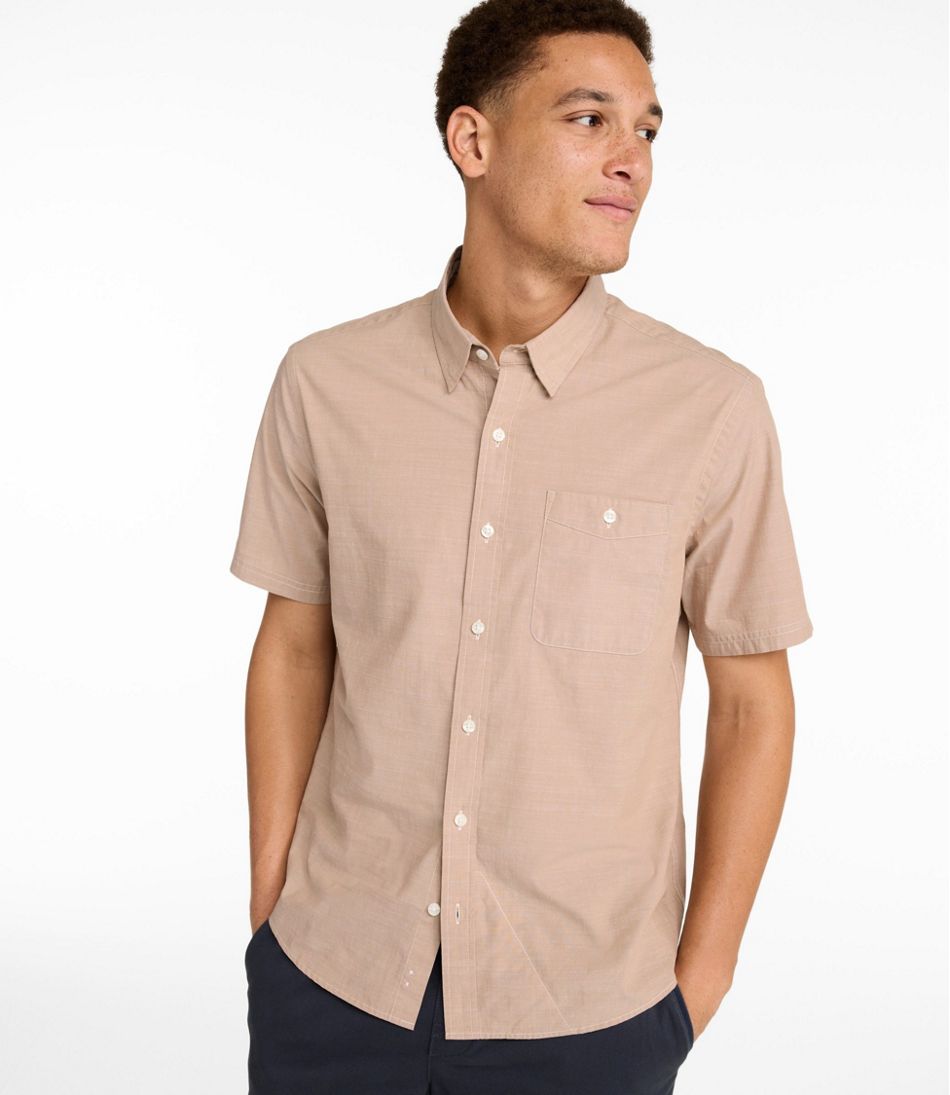 Men's Comfort Stretch Performance® Chambray Shirt, Short-Sleeve, Slightly Fitted Untucked Fit | L.L.Bean online
