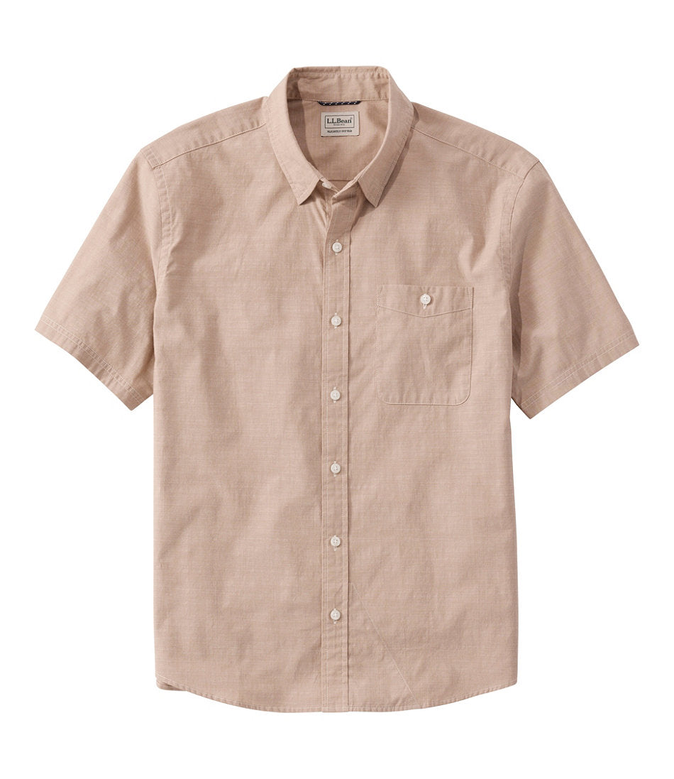 Men's Comfort Stretch Performance® Chambray Shirt, Short-Sleeve, Slightly Fitted Untucked Fit | L.L.Bean online - US 7546