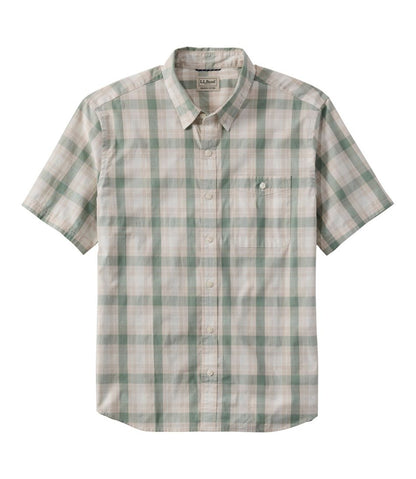 Men's Comfort Stretch Performance® Chambray Shirt, Short-Sleeve, Slightly Fitted Untucked Fit, Plaid | L.L.Bean on sale