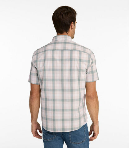 Men's Comfort Stretch Performance® Chambray Shirt, Short-Sleeve, Slightly Fitted Untucked Fit, Plaid | L.L.Bean on sale