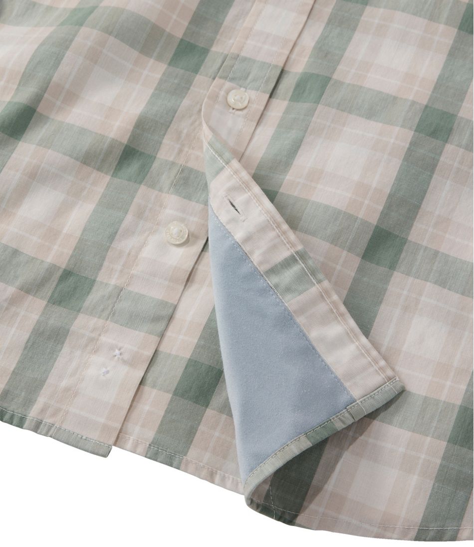 Men's Comfort Stretch Performance® Chambray Shirt, Short-Sleeve, Slightly Fitted Untucked Fit, Plaid | L.L.Bean on sale