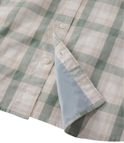 Men's Comfort Stretch Performance® Chambray Shirt, Short-Sleeve, Slightly Fitted Untucked Fit, Plaid | L.L.Bean on sale