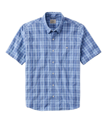Men's Comfort Stretch Performance® Chambray Shirt, Short-Sleeve, Slightly Fitted Untucked Fit, Plaid | L.L.Bean on sale - US 2640