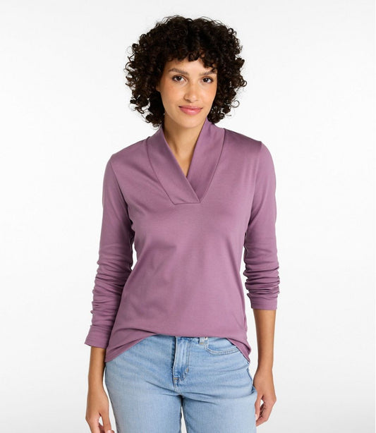 Women's Pima Cotton Tee, Shawl Long-Sleeve | L.L.Bean on sale