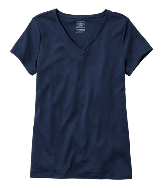 Women's Pima Cotton Shaped V-Neck, Short-Sleeve | L.L.Bean online