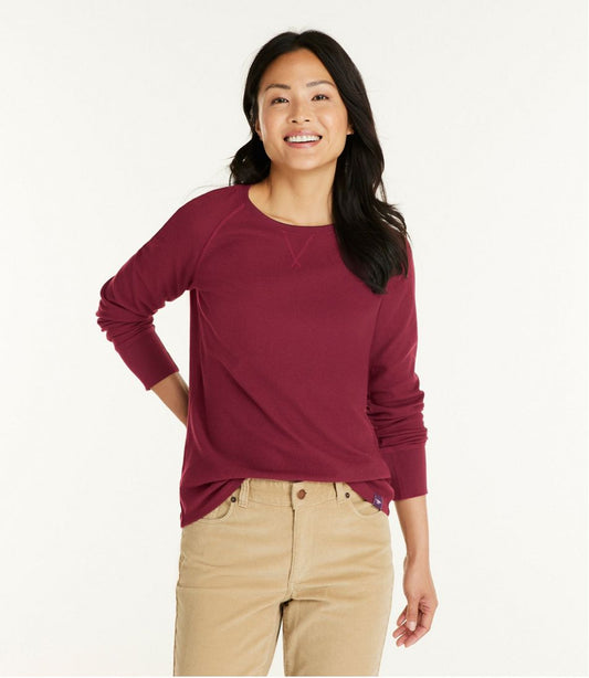 Women's Unshrinkable Mini-Waffle Tee, Long-Sleeve Crewneck | L.L.Bean for sale