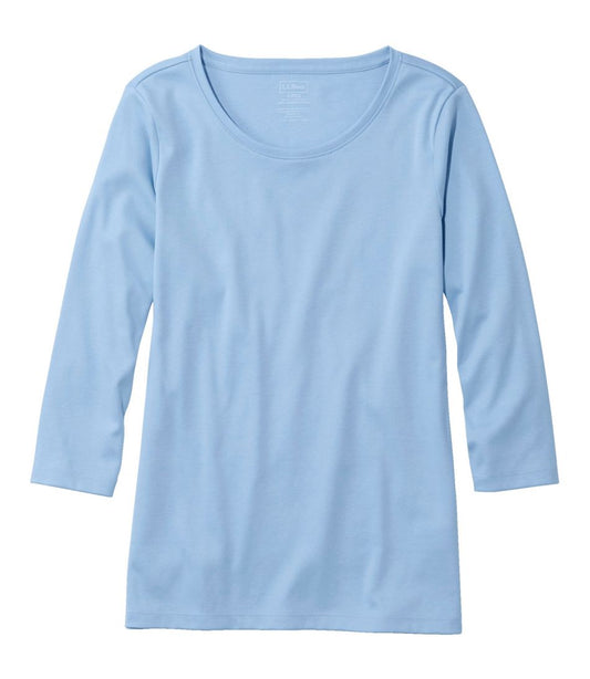 Women's Pima Cotton Shaped Tee, Three-Quarter-Sleeve Jewelneck | L.L.Bean discount