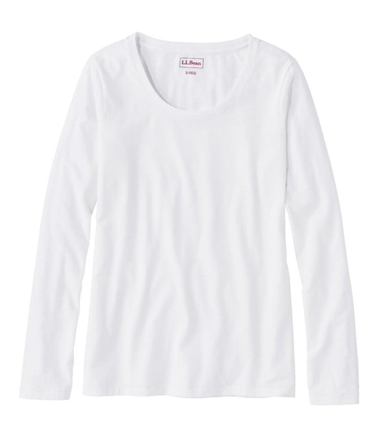 Women's Soft Stretch Supima-Blend Tee, Scoopneck Long-Sleeve | L.L.Bean on sale