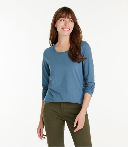 Women's Soft Stretch Supima-Blend Tee, Scoopneck Long-Sleeve | L.L.Bean on sale