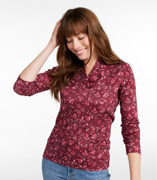 Women's Pima Cotton Tee, Shawl Long-Sleeve Print | L.L.Bean sale