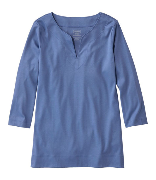 Women's Pima Cotton Tunic, Three-Quarter-Sleeve Splitneck | L.L.Bean discount