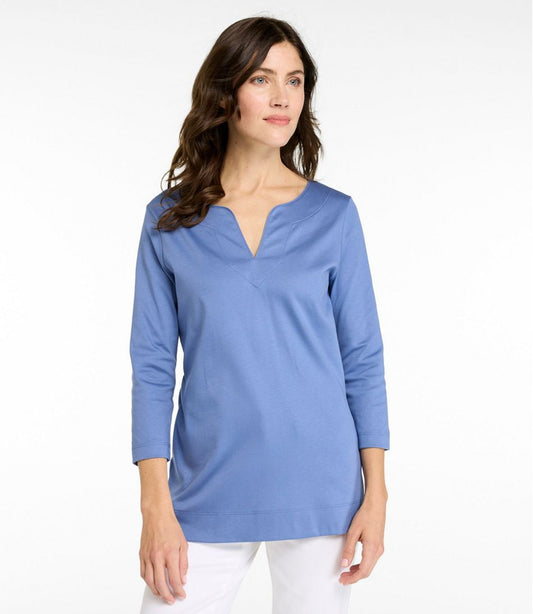 Women's Pima Cotton Tunic, Three-Quarter-Sleeve Splitneck | L.L.Bean discount