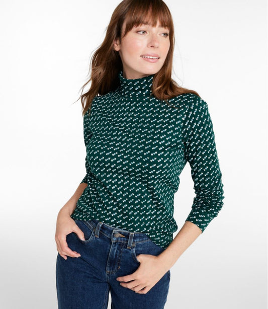 Women's L.L.Bean Interlock Turtleneck, Long-Sleeve Allover Print | L.L.Bean online