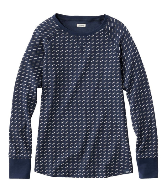 Women's Unshrinkable Mini-Waffle Tee, Long-Sleeve Crewneck Stripe | L.L.Bean outlet