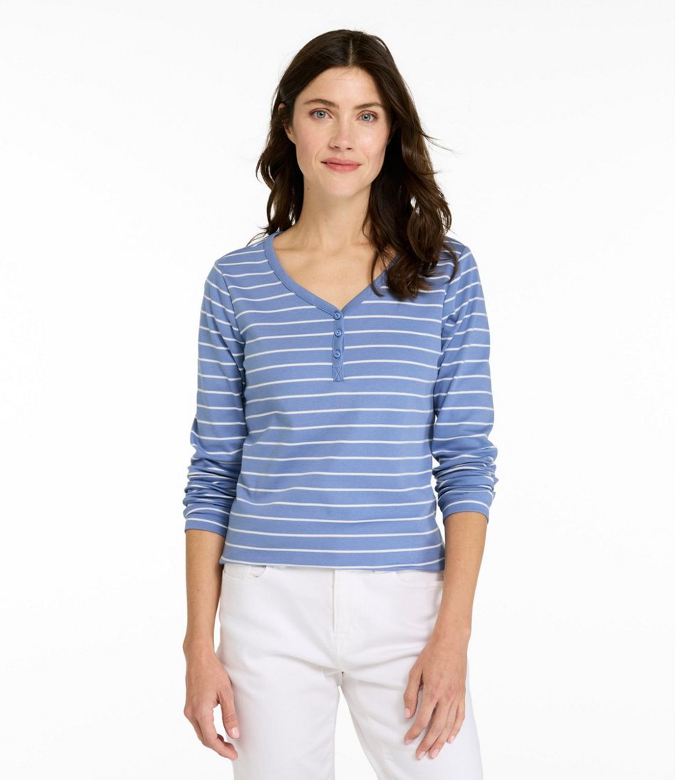 Women's L.L.Bean V-Neck Henley, Long-Sleeve Stripe | L.L.Bean near me