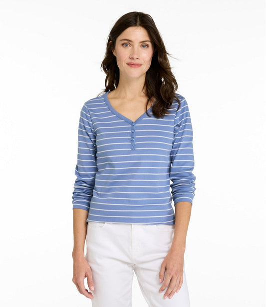 Women's L.L.Bean V-Neck Henley, Long-Sleeve Stripe | L.L.Bean near me