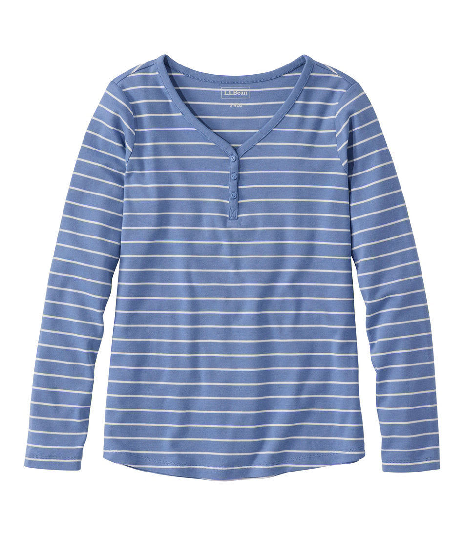 Women's L.L.Bean V-Neck Henley, Long-Sleeve Stripe | L.L.Bean near me - US 2243