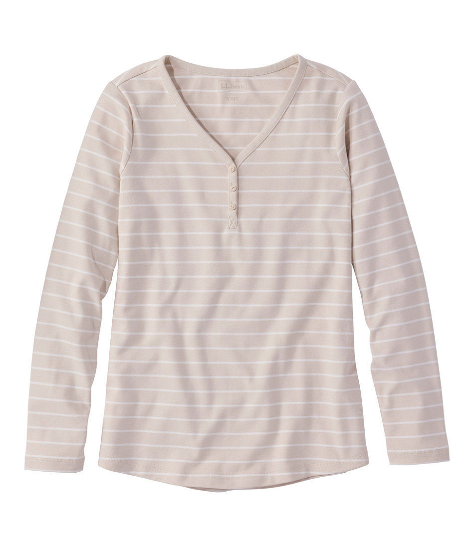 Women's L.L.Bean V-Neck Henley, Long-Sleeve Stripe | L.L.Bean near me - US 2243
