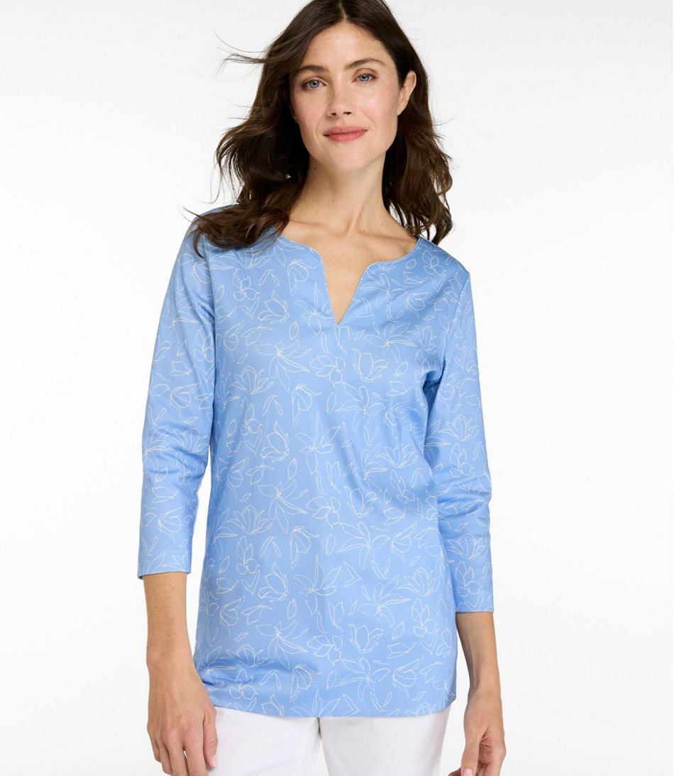 Women's Pima Cotton Tunic, Three-Quarter-Sleeve Splitneck Print | L.L.Bean discount