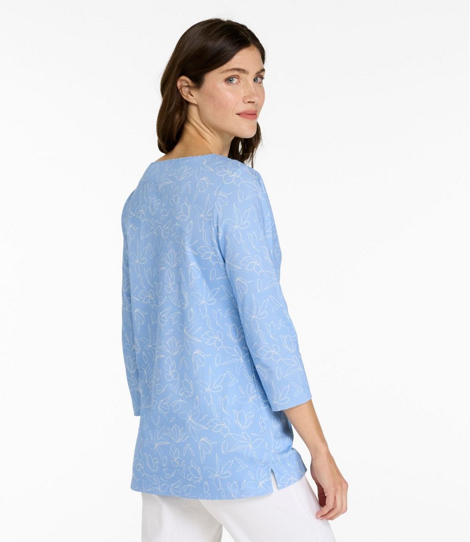 Women's Pima Cotton Tunic, Three-Quarter-Sleeve Splitneck Print | L.L.Bean discount