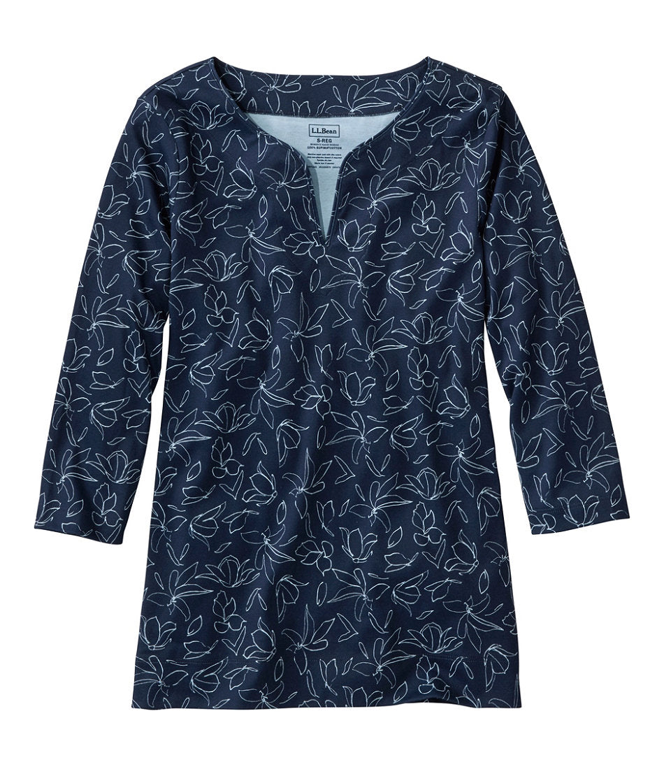 Women's Pima Cotton Tunic, Three-Quarter-Sleeve Splitneck Print | L.L.Bean discount - US 1172
