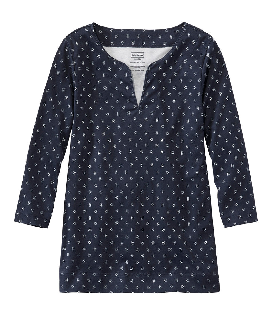 Women's Pima Cotton Tunic, Three-Quarter-Sleeve Splitneck Print | L.L.Bean discount - US 1172