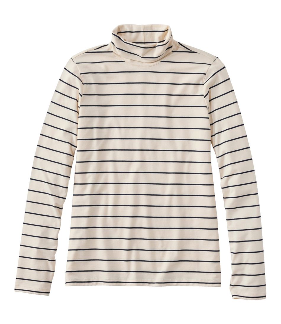 Women's Soft Stretch Supima-Blend Tee, Turtleneck Stripe | L.L.Bean outlet