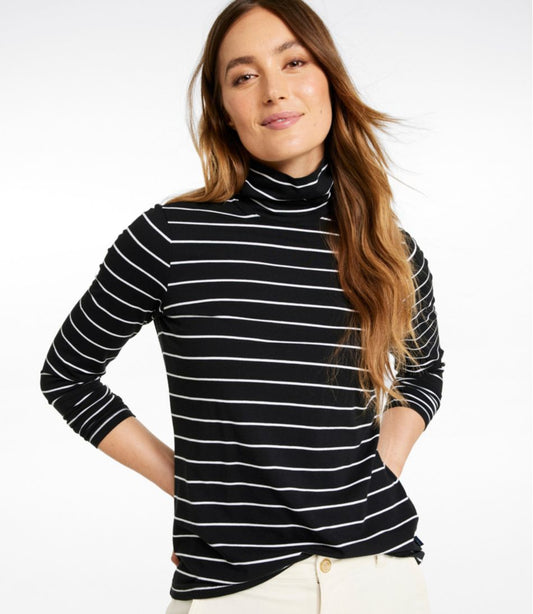 Women's Soft Stretch Supima-Blend Tee, Turtleneck Stripe | L.L.Bean outlet