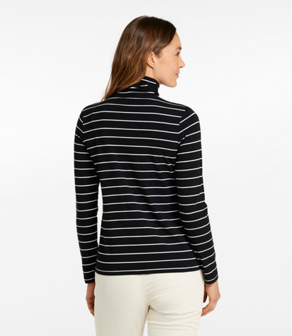 Women's Soft Stretch Supima-Blend Tee, Turtleneck Stripe | L.L.Bean outlet
