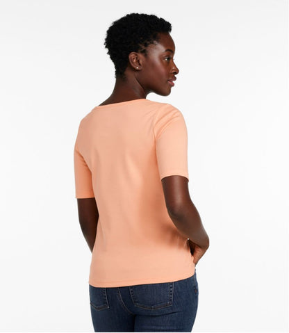 Women's Pima Cotton Tee, Soft Squareneck Elbow-Sleeve | L.L.Bean online