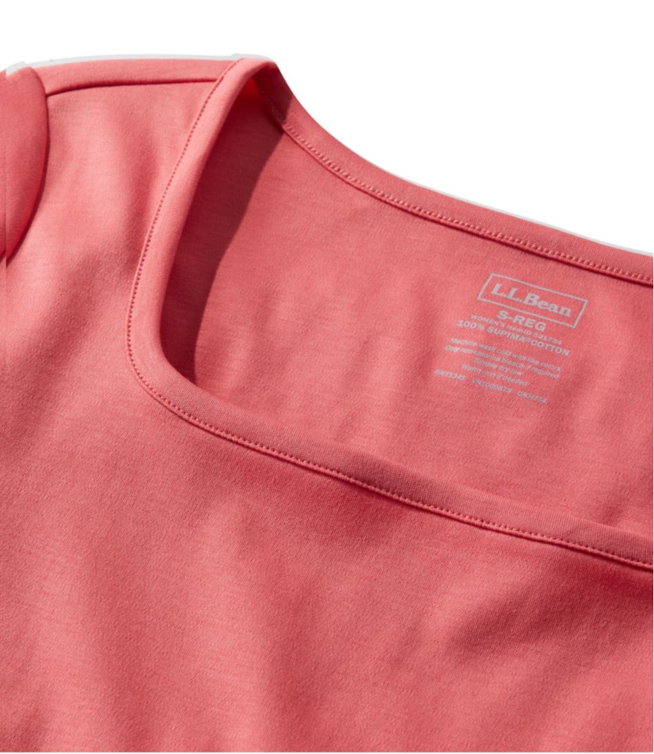 Women's Pima Cotton Tee, Soft Squareneck Elbow-Sleeve | L.L.Bean online