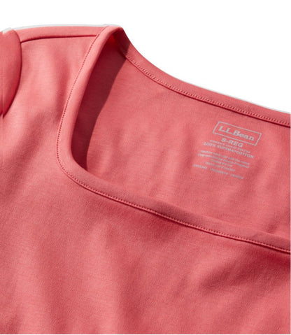 Women's Pima Cotton Tee, Soft Squareneck Elbow-Sleeve | L.L.Bean online