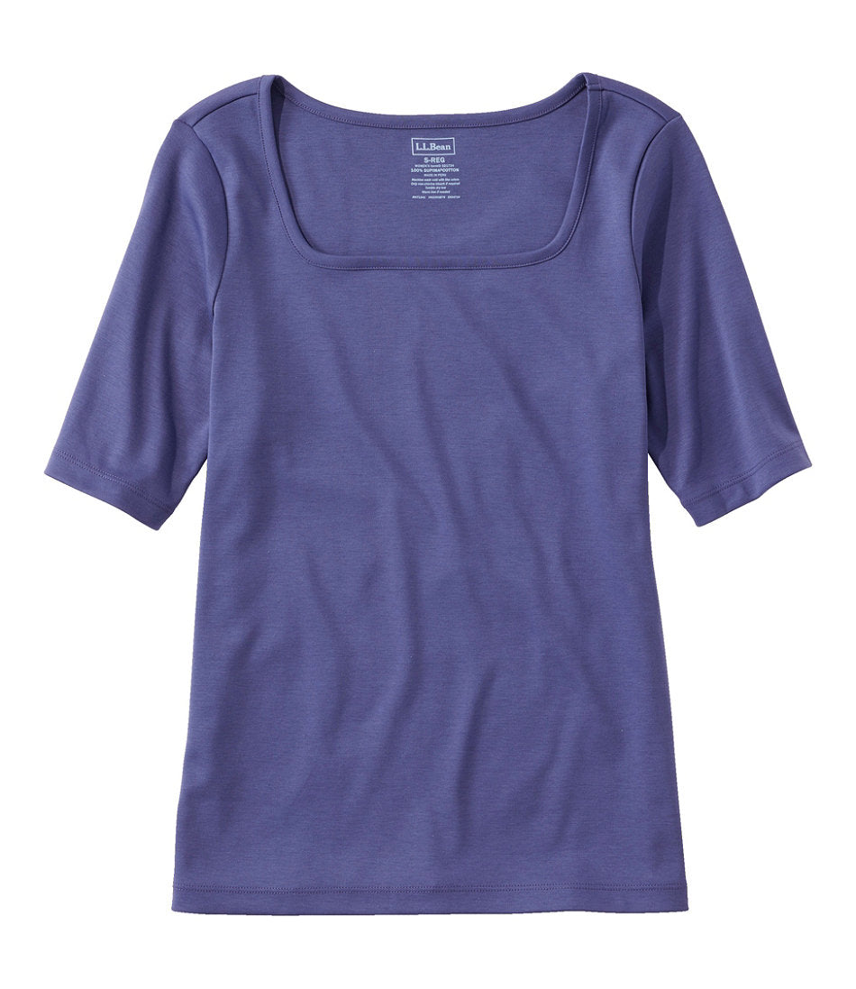 Women's Pima Cotton Tee, Soft Squareneck Elbow-Sleeve | L.L.Bean online - US 3258