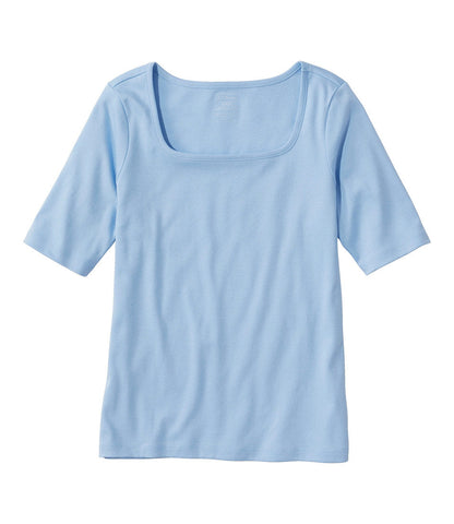 Women's Pima Cotton Tee, Soft Squareneck Elbow-Sleeve | L.L.Bean online - US 3258