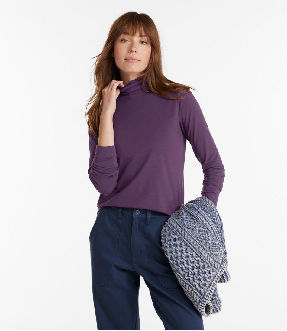 Women's Soft Stretch Supima-Blend Tee, Turtleneck | L.L.Bean on sale