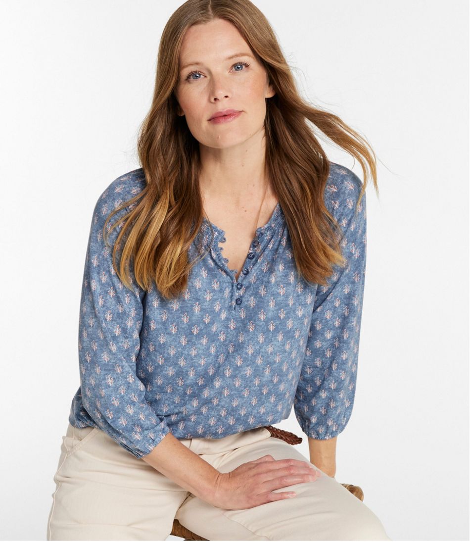 Women's Camden Hills Tee, Three-Quarter-Sleeve Print | L.L.Bean sale