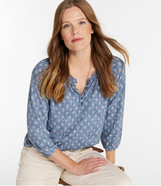 Women's Camden Hills Tee, Three-Quarter-Sleeve Print | L.L.Bean sale